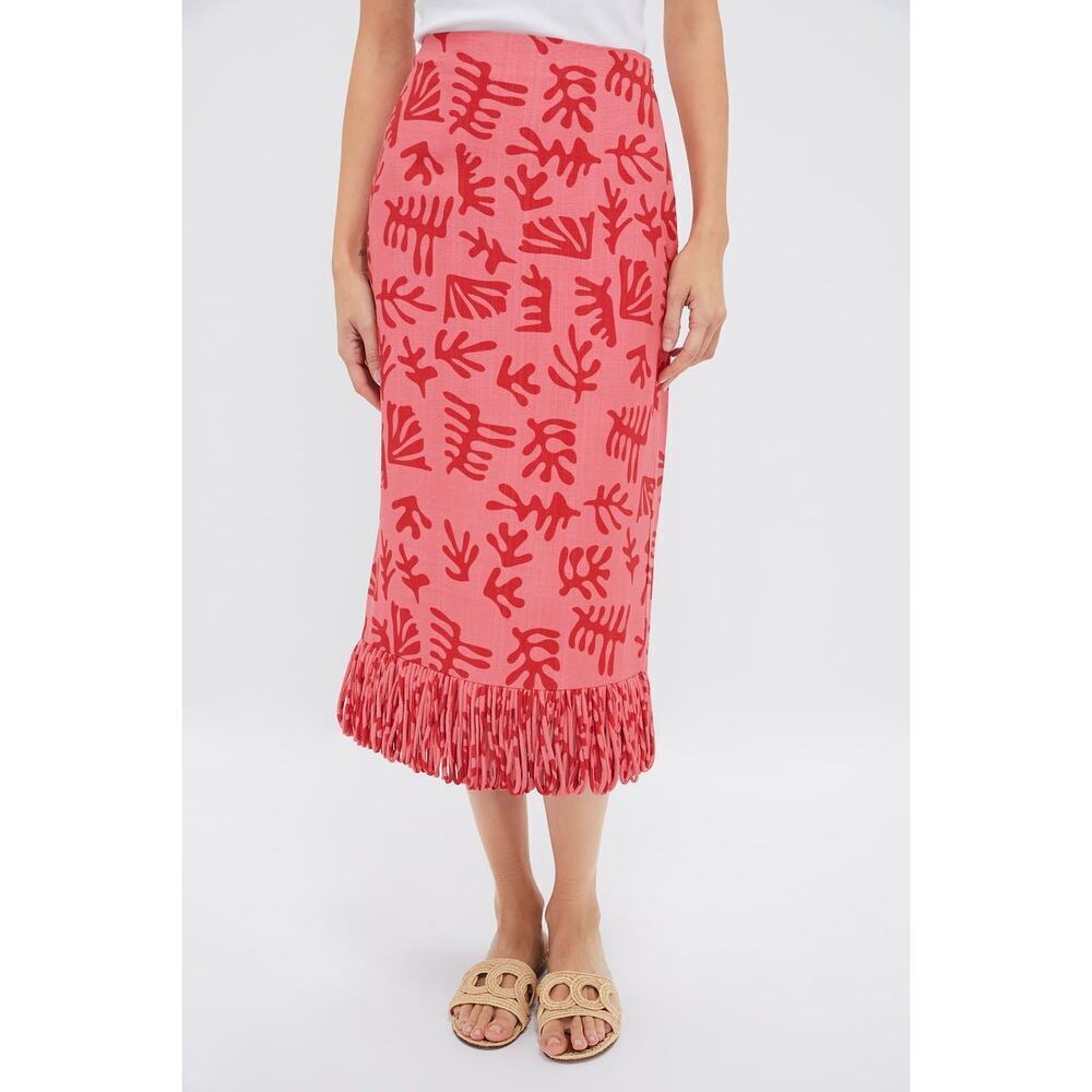 HYACINTH HOUSE Coral & Red Reef Print Cozumel Skirt Size L NWT
